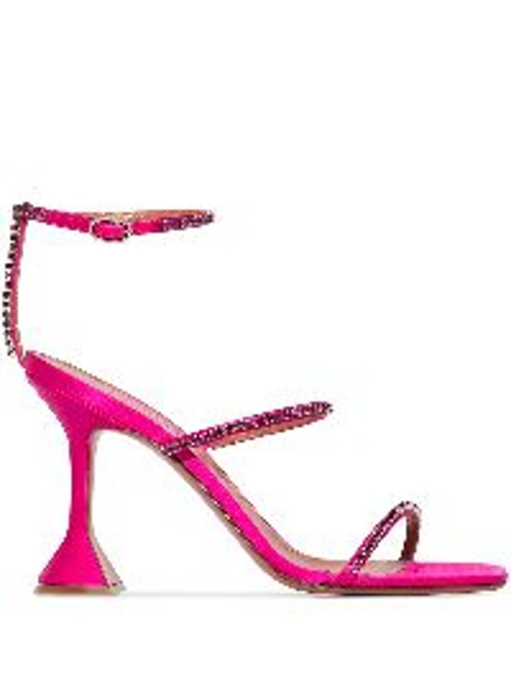 Amina Muaddi Crystal Embellished Pink Gilda Sandals Size 38 EU / US 8